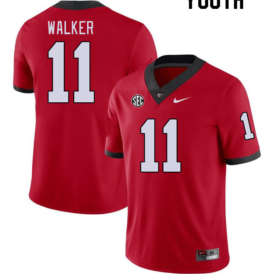 Youth #11 Jalon Walker Georgia Bulldogs College Football Jerseys Stitched-Red - Click Image to Close